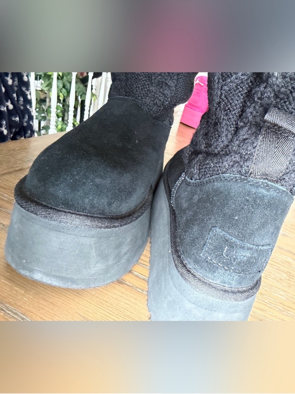 UGG Sweater Letter Knit Cuffed Platform Boot - Picture 6 of 6